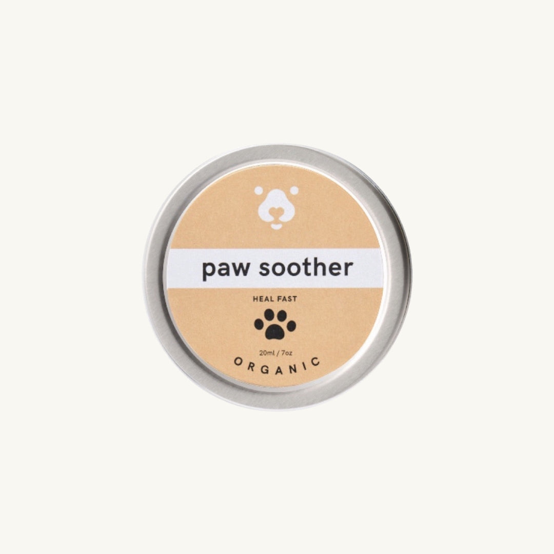 Restorative Paw Soother tin, an organic apothecary balm for healing dry and cracked pet pads in Hong Kong.